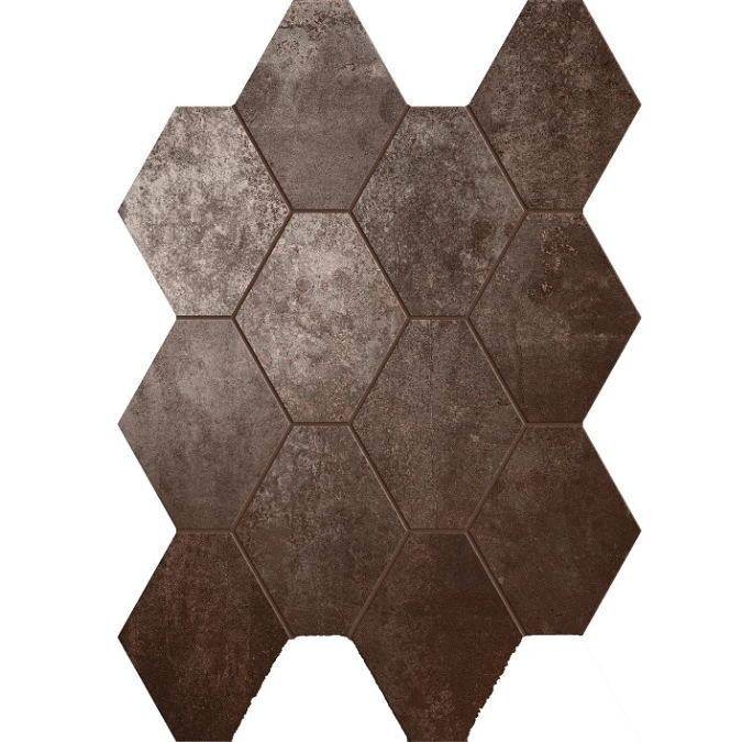 4 x 4 Oxid Lava Rectified Porcelain hexagon